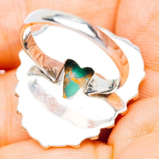 Southwestern Style Variscite Heart Ring Size 6.75 (.925 Sterling Silver)