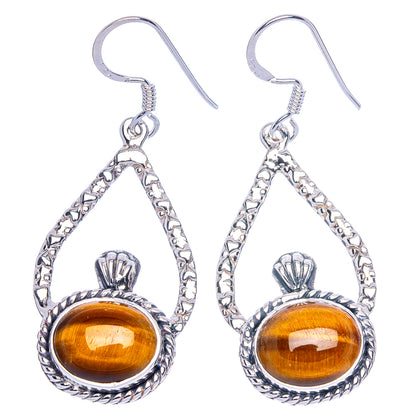 Premium Tiger Eye Earrings 1 7/8" (925 Sterling Silver) E1190