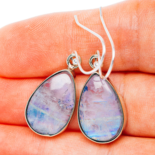 Rainbow Moonstone Earrings 1 3/8" (German Silver)