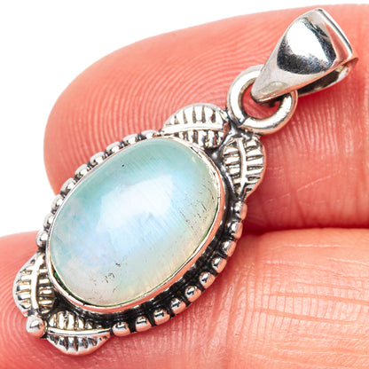 Green Moonstone Pendant 1 1/8" (925 Sterling Silver) P42484