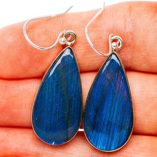 Labradorite Earrings 1 5/8" (German Silver)