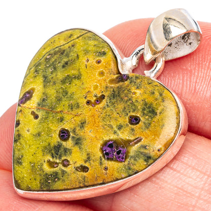 Atlantisite Heart Pendant 1 1/4" (925 Sterling Silver) P43345