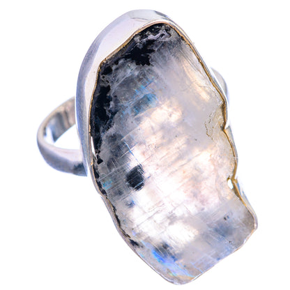 Large Raw Rainbow Moonstone Ring Size 10.75 (925 Sterling Silver) R142190