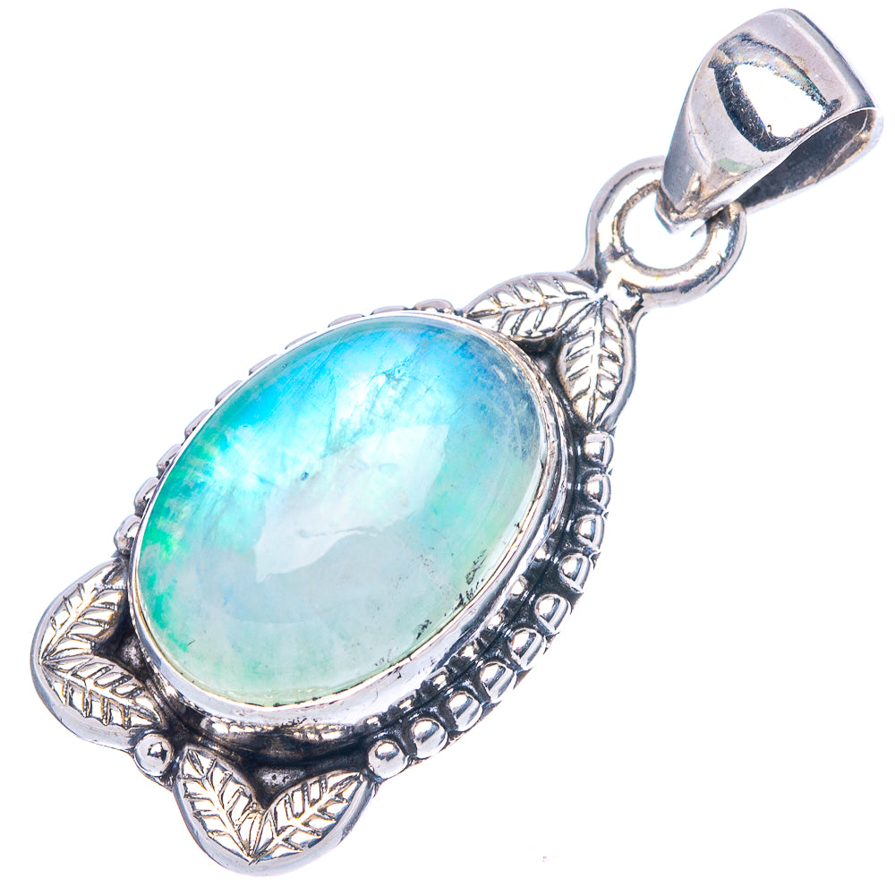 Green Moonstone Pendant 1 1/4" (925 Sterling Silver) P42490