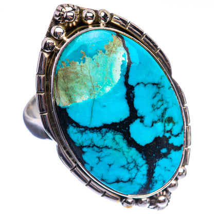 Large Tibetan Turquoise 925 Sterling Silver Ring Size 9.25