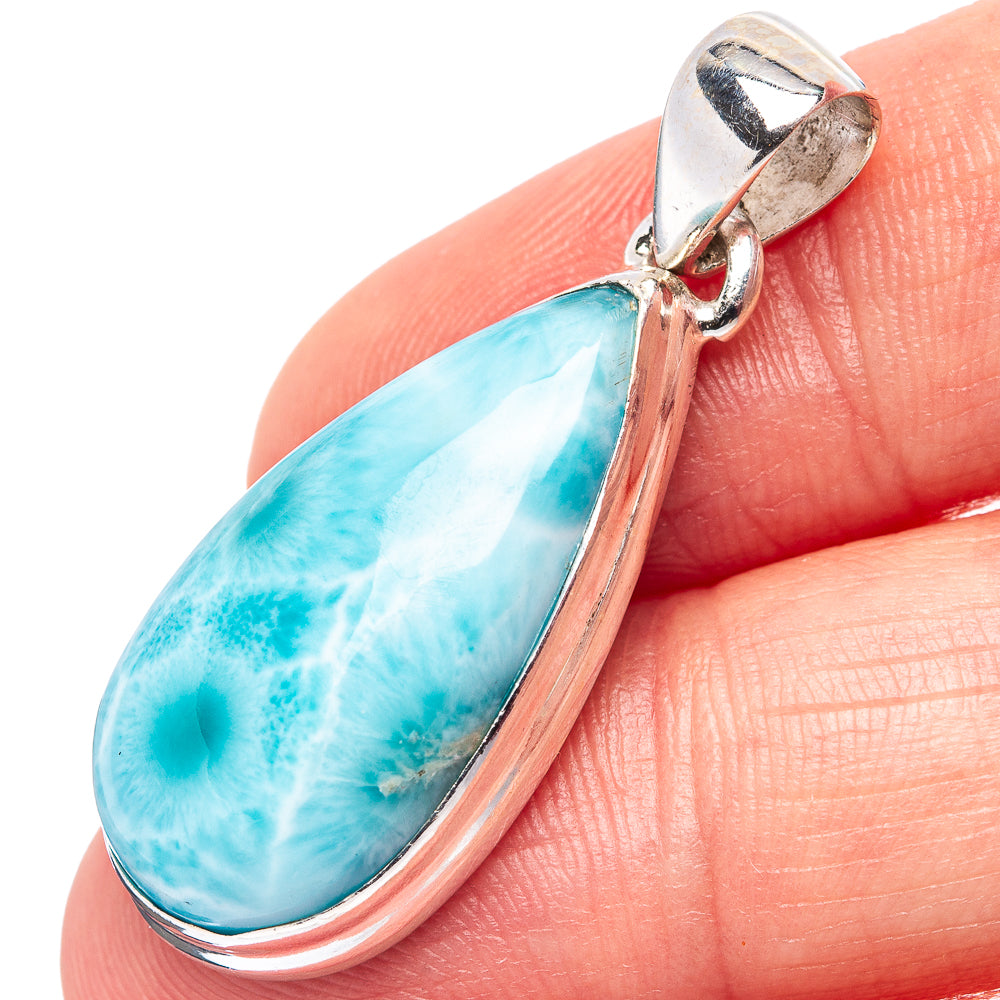 Rare Larimar Pendant 1 1/2" (.925 Sterling Silver)