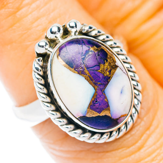 Southwestern Style Purple Dahlia Turquoise Ring Size 7 (.925 Sterling Silver)