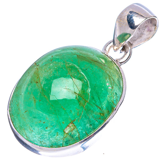 Natural Colombian Emerald Pendant 1 1/4" (925 Sterling Silver) P43372