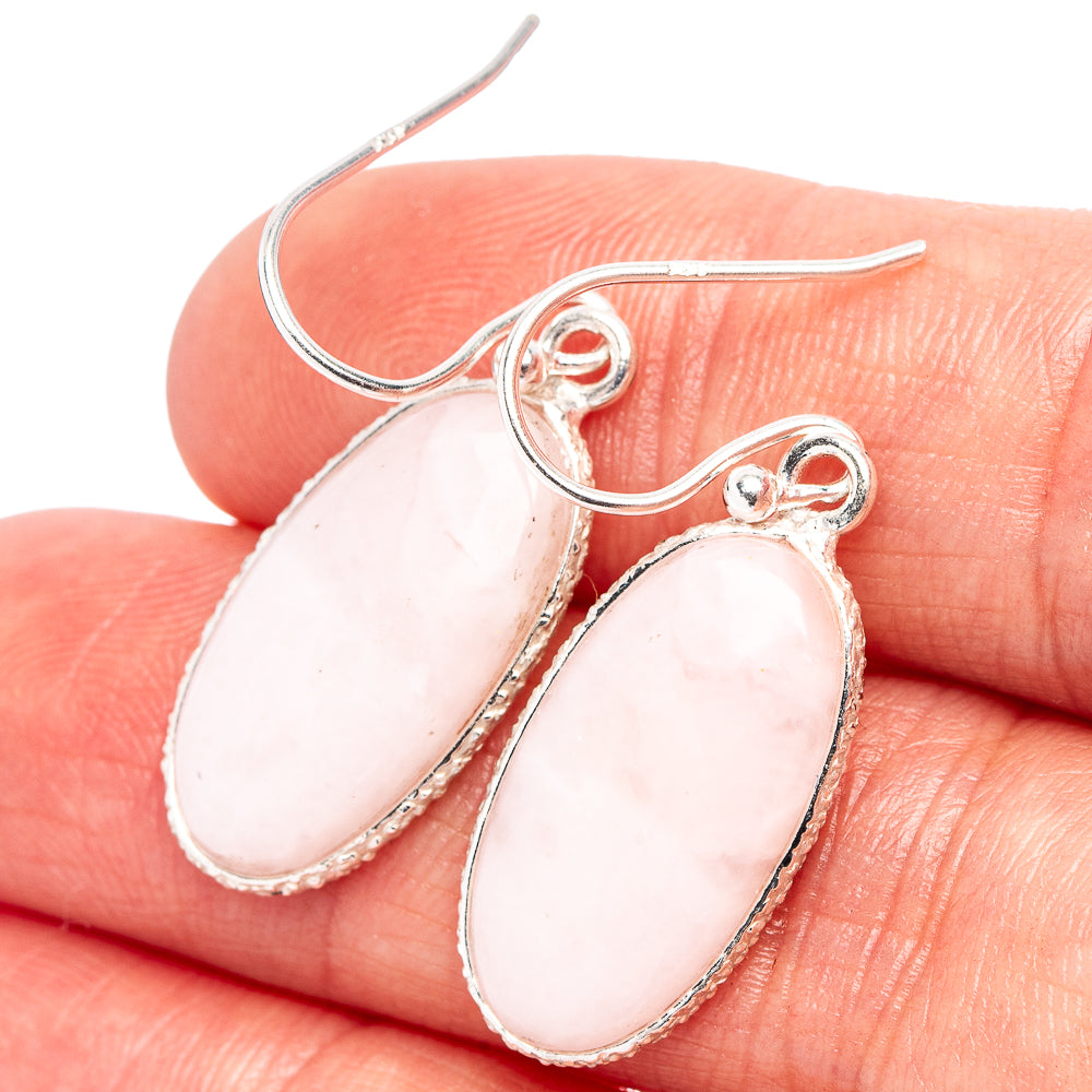 Pink Opal Earrings 1 3/8" (.925 Sterling Silver)