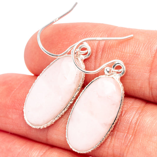 Pink opal drop earrings, .925 sterling silver teardrop bezel with fishhook