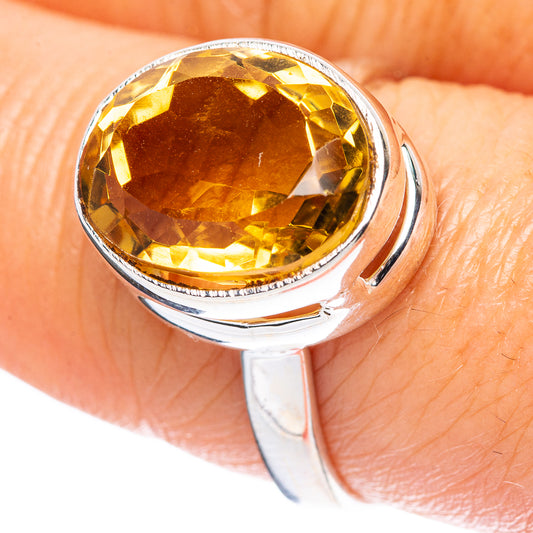 Faceted Citrine Ring Size 8.25 (925 Sterling Silver) R4477