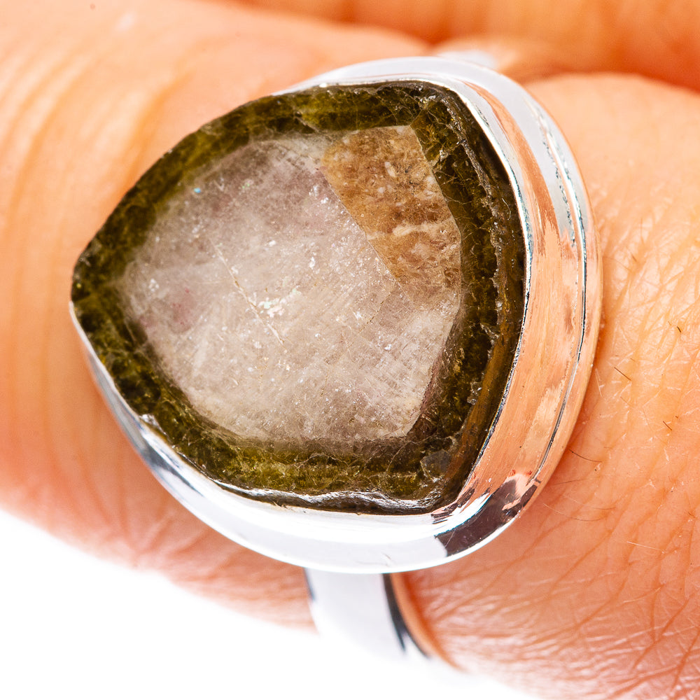 Tourmaline Slice Ring Size 8 (925 Sterling Silver) R2187