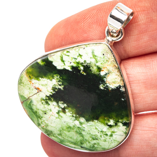 Chrome Chalcedony Pendant 1 3/4" (.925 Sterling Silver)