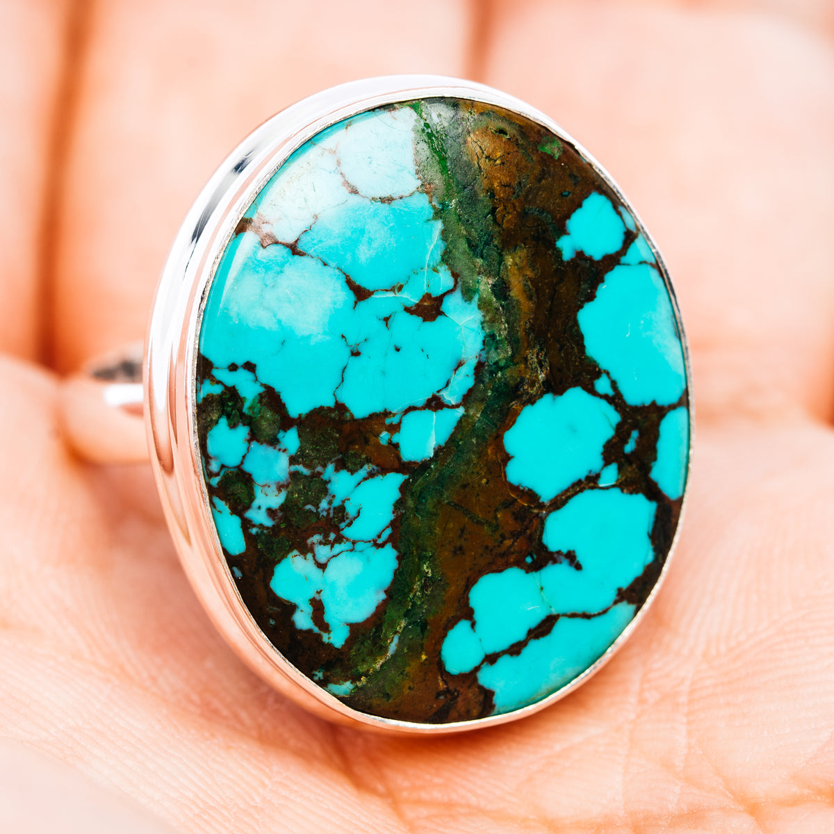 Premium Tibetan Turquoise Ring Size 9.75 (.925 Sterling Silver)