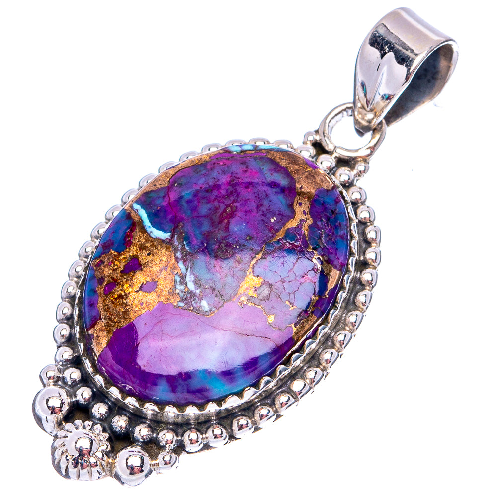 Purple Copper Turquoise Pendant 1 5/8" (.925 Sterling Silver)