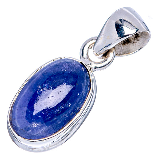 Oval blue cabochon pendant with polished .925 sterling silver bail and bezel