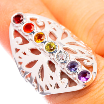 Rainbow Chakra Ring Size 5.75 (925 Sterling Silver) R141352