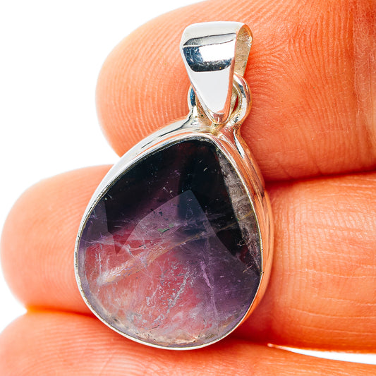 Chevron Amethyst Pendant 1 1/8" (.925 Sterling Silver)