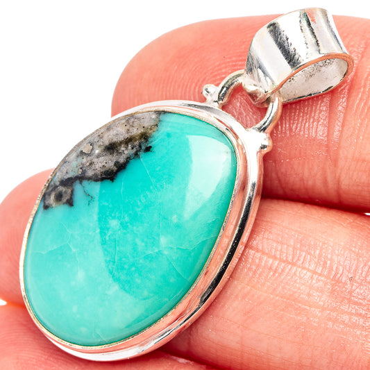 Campitos turquoise oval pendant in .925 sterling silver with top bail