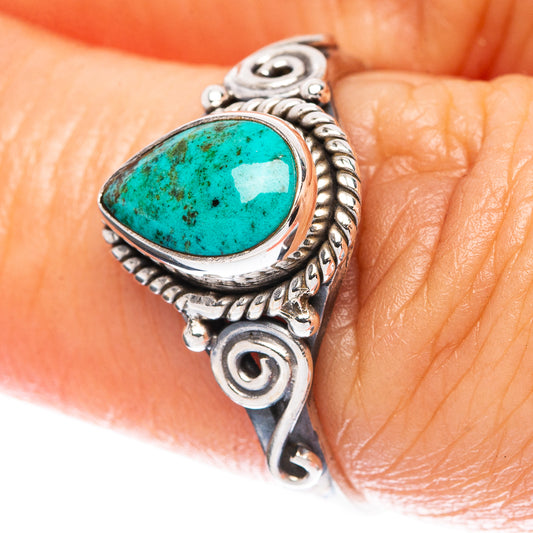 Tibetan Turquoise Dainty Ring Size 7 (925 Sterling Silver) R5162