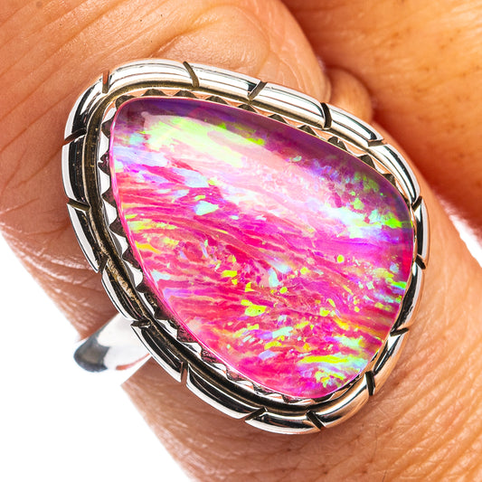 Pink Triplet Opal Ring Size 8.5 (.925 Sterling Silver)