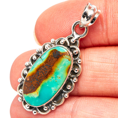 Royston Turquoise Pendant 1 1/2" (.925 Sterling Silver)