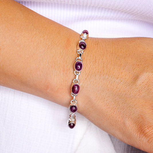 Premium Burmese Ruby Bracelet 6 1/2" to 7 1/2" (.925 Sterling Silver)