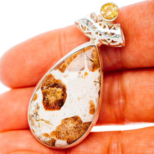 Spessartine Garnet, Citrine Pendant 1 7/8" (.925 Sterling Silver)