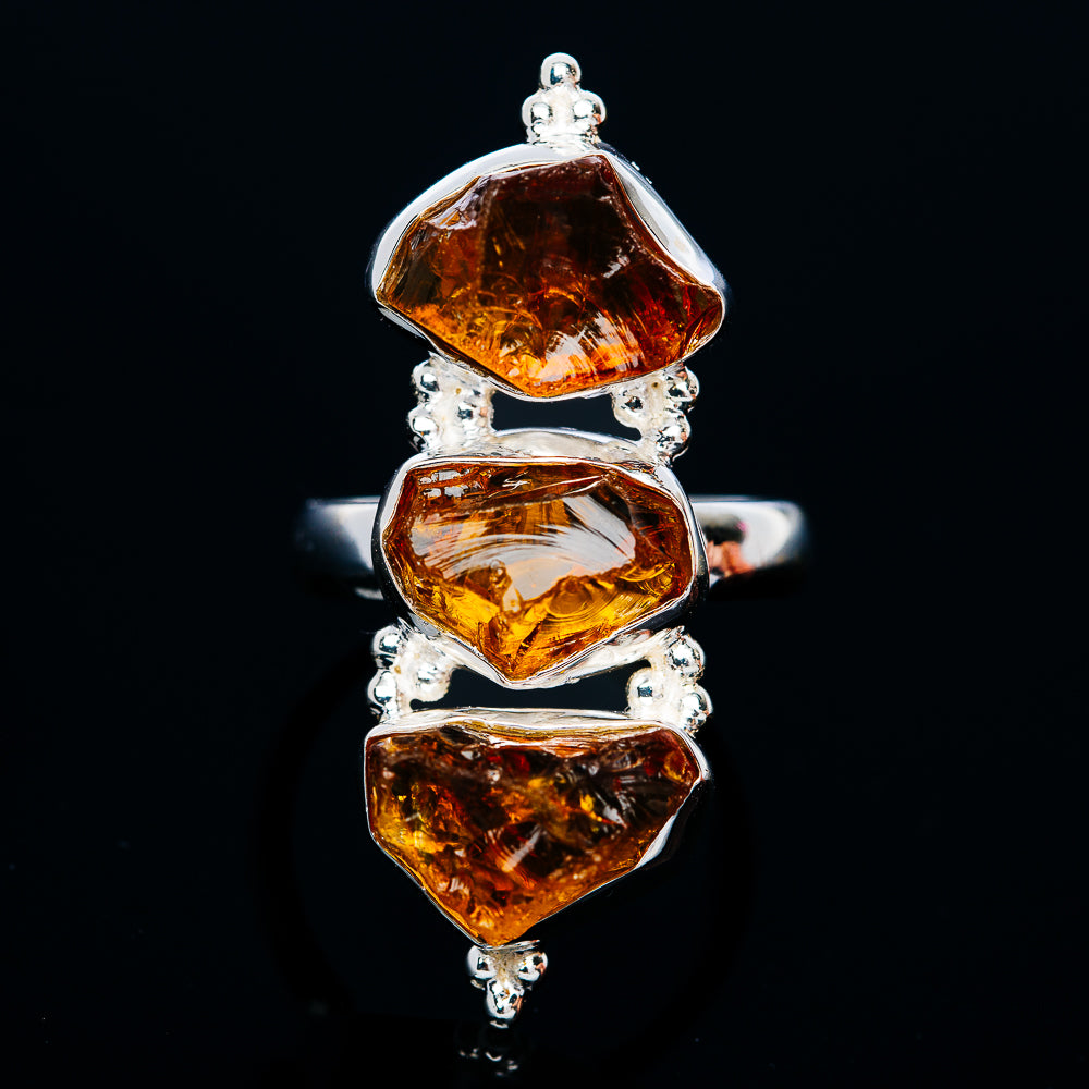 Premium Raw Golden Orange Citrine Ring (.925 Sterling Silver)
