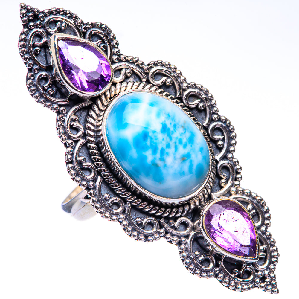 Large Larimar, Citrine Ring Size 8 (925 Sterling Silver) R140655
