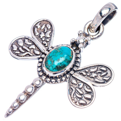 Chrysocolla Dragonfly Pendant 1 3/8" (.925 Sterling Silver)