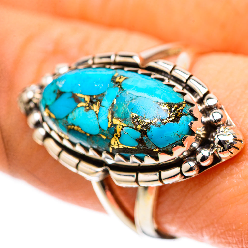 Blue Copper Composite Turquoise 925 Sterling Silver Ring Size 8.5 (925 Sterling Silver) RING139451