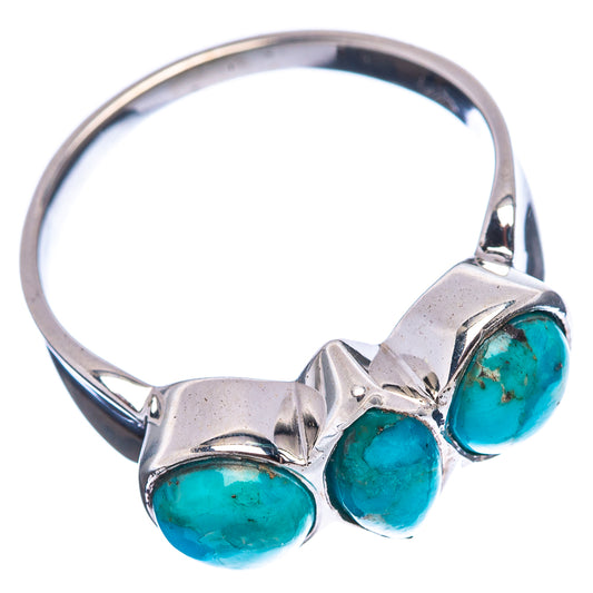 Sterling silver ring with three turquoise oval stones, size 7