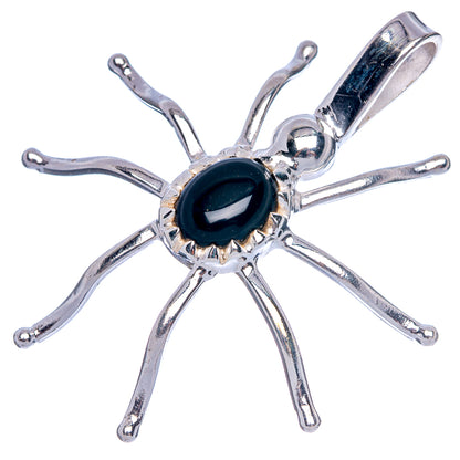 Black Onyx Spider Pendant 1 7/8" (925 Sterling Silver) P40197