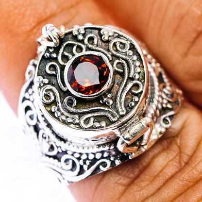 Garnet Poison Ring Size 7 (.925 Sterling Silver)