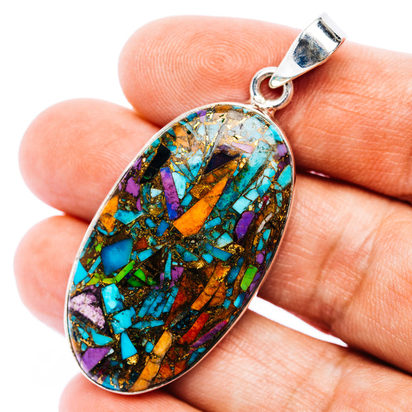 Large Premium Fiesta Kingman Turquoise Pendant 2 1/8" (.925 Sterling Silver)