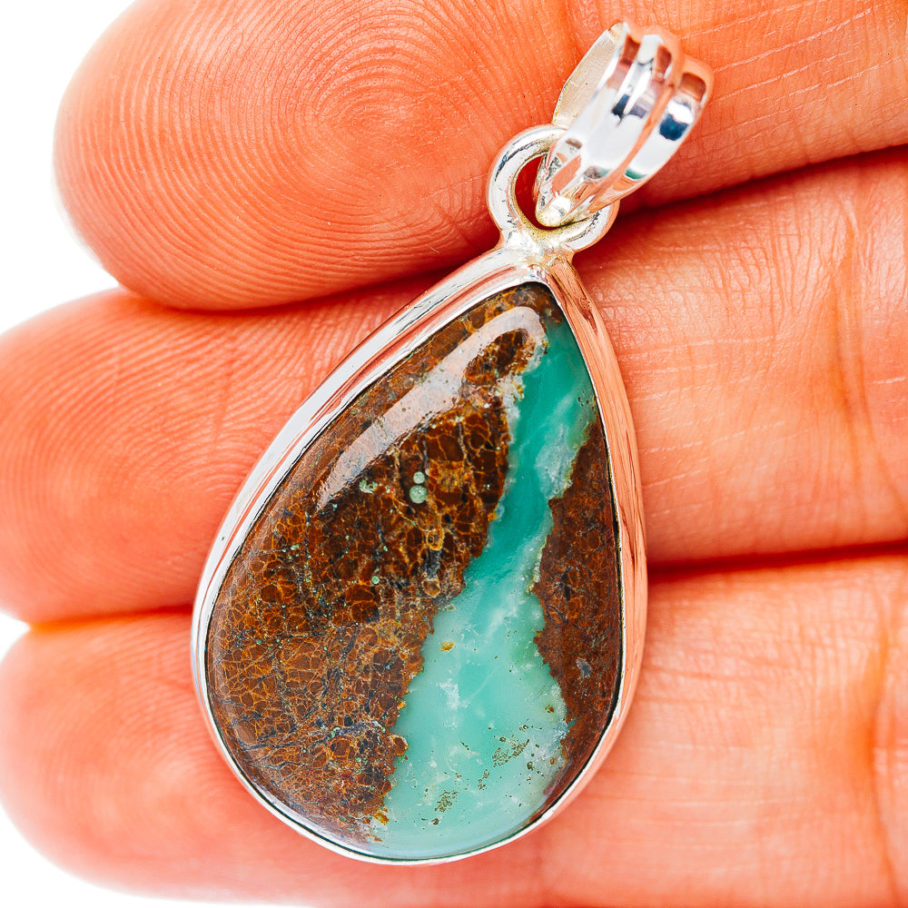 Boulder Chrysoprase Pendant 1 1/2" (.925 Sterling Silver)