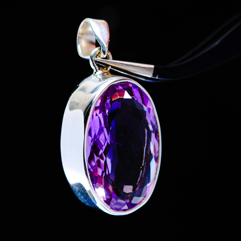 20.5ct Faceted Brazilian Amethyst Pendant 1 1/2" (.925 Sterling Silver)