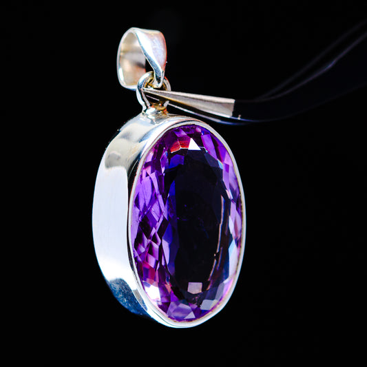 20.5ct Faceted Brazilian Amethyst Pendant 1 1/2" (.925 Sterling Silver)