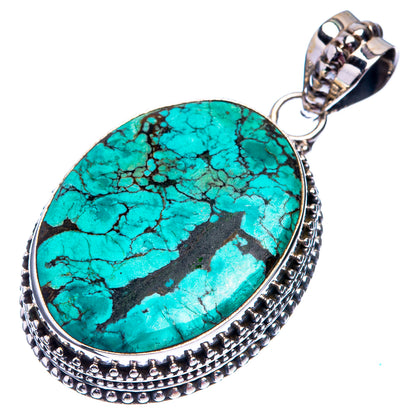 Tibetan Turquoise Pendant 1 3/4" (925 Sterling Silver) P38836