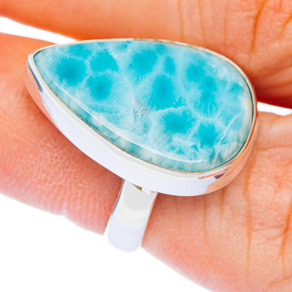 Premium Larimar Ring Size 6 Adjustable (.925 Sterling Silver)
