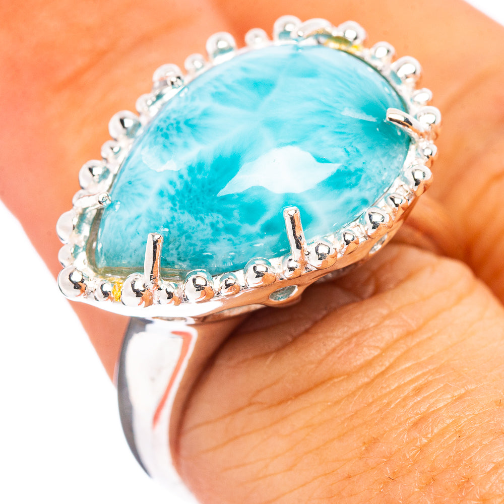 Premium Larimar Ring Size 7 (.925 Sterling Silver)
