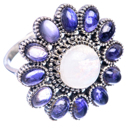 Large Rainbow Moonstone, Tanzanite Ring Size 10 (925 Sterling Silver) R141035