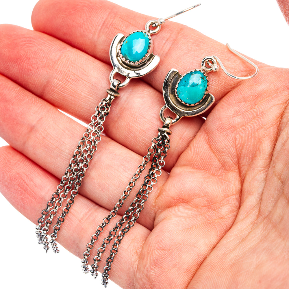 Mojave Turquoise Earrings 3 3/8" (.925 Sterling Silver)