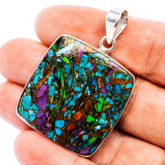 Large Premium Fiesta Kingman Turquoise Pendant 1 7/8" (.925 Sterling Silver)