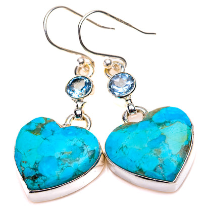 Chrysocolla, Blue Topaz Earrings 1 5/8" (925 Sterling Silver) EARR432172