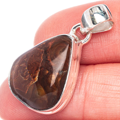Rare Mexican Fire Agate Pendant 1 1/4" (925 Sterling Silver) P40628