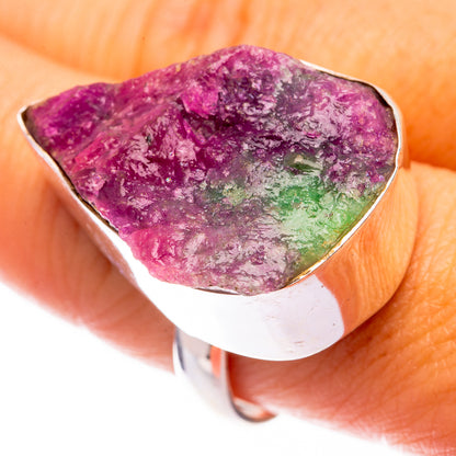 Large Rough Ruby Zoisite Ring Size 9 (925 Sterling Silver) R141073