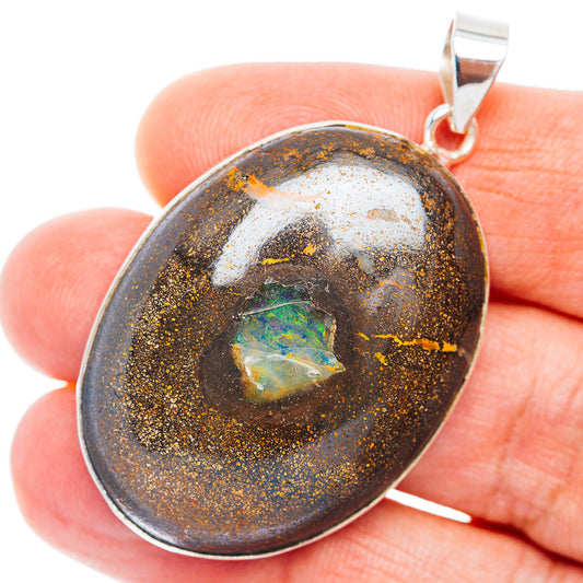 Premium Boulder Opal Pendant 1 7/8" (.925 Sterling Silver)