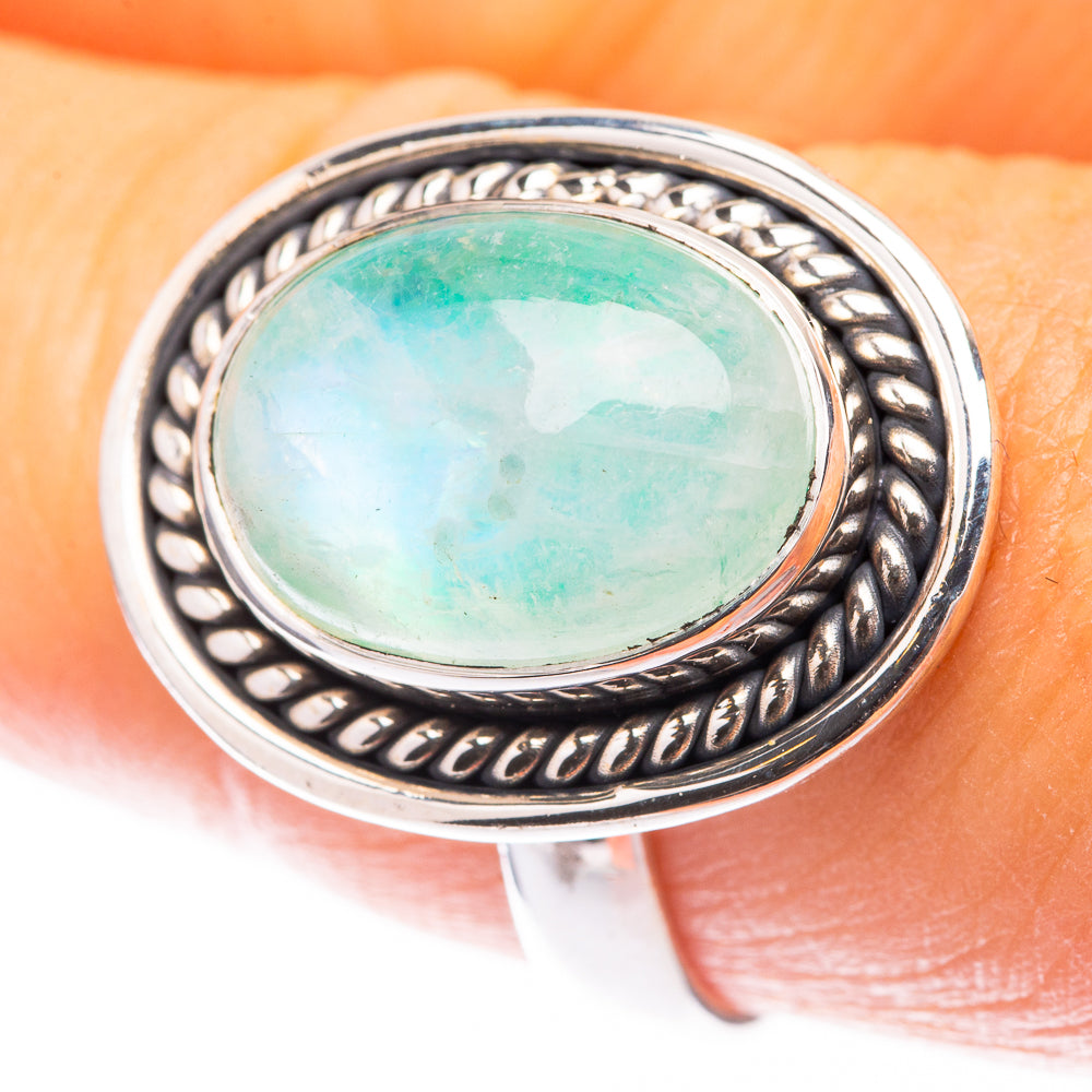 Green Moonstone Ring Size 8.5 (925 Sterling Silver) R141482